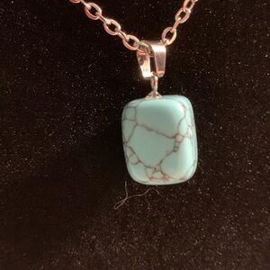 Chic Turquoise Stone Necklace with Silver Chain